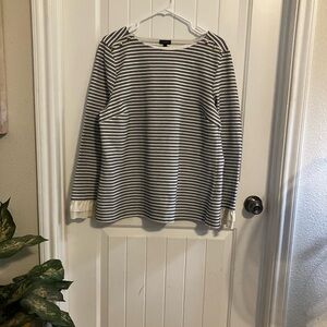 Talbots Navy and White Striped Top